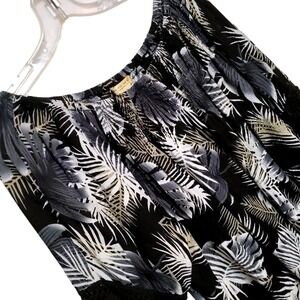 Studio West Apparel Black Palm Print Bell Sleeve Off Shoulder Top XXL Boho retro